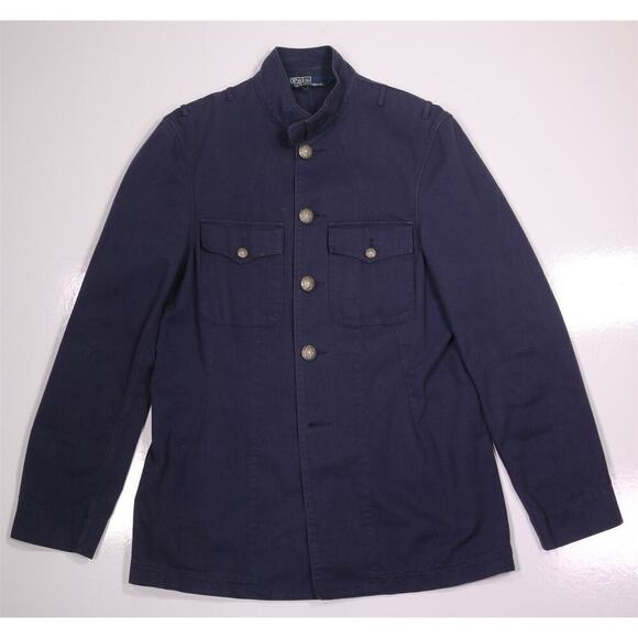Polo Ralph Lauren Vintage Navy Cotton Button Front Military Jacket Men's Medium